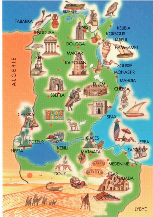 Mappe e cartoline della Tunisia